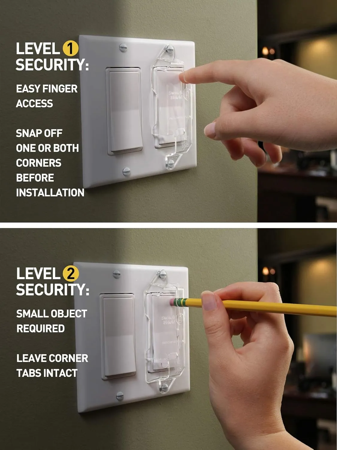 Clear Light Switch Guards, 3 - Pack | Rocker Style | Child Safety Cover | Light Switch Protection | Two Levels of Security | Home and Office
