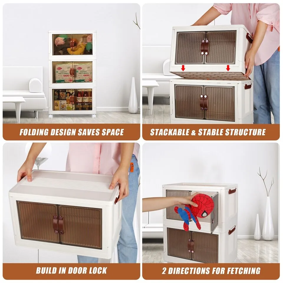 Collapsible Storage Bins with Wheels, Space-Saving, Stylish
