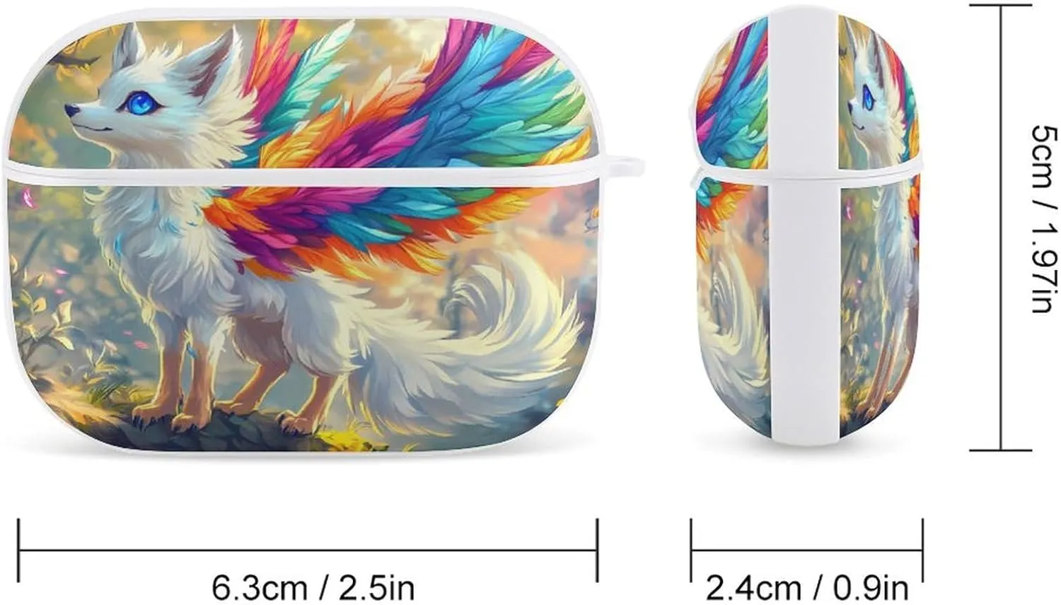 Colorful Fox Earbud Case Bluetooth Headphone Case Full Protective Case with Keychain Compatible with Airpods Pro White-Style