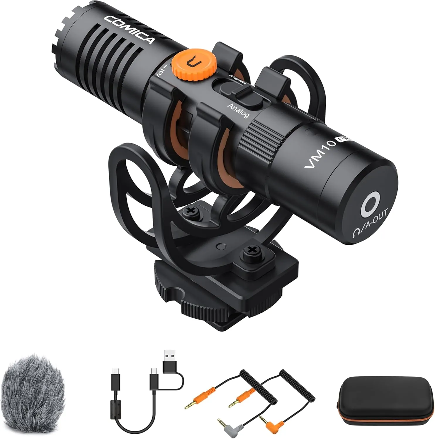 COMICA VM10 PRO Camera Microphone Dual-Mode USB Shotgun Microphone with Gain Control, Monitor, USB C Digital Output, Video Mic for Camera, Smartphone, DSLR Camcorder, etc