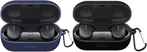 Compatible with Bose QuietComfort Earbuds Case, Youkei Silicone Case Cover Easy Carrying Protective Case Cover Compatible with Bose QuietComfort Noise Cancelling Earbuds (2 Pack-Black Blue)