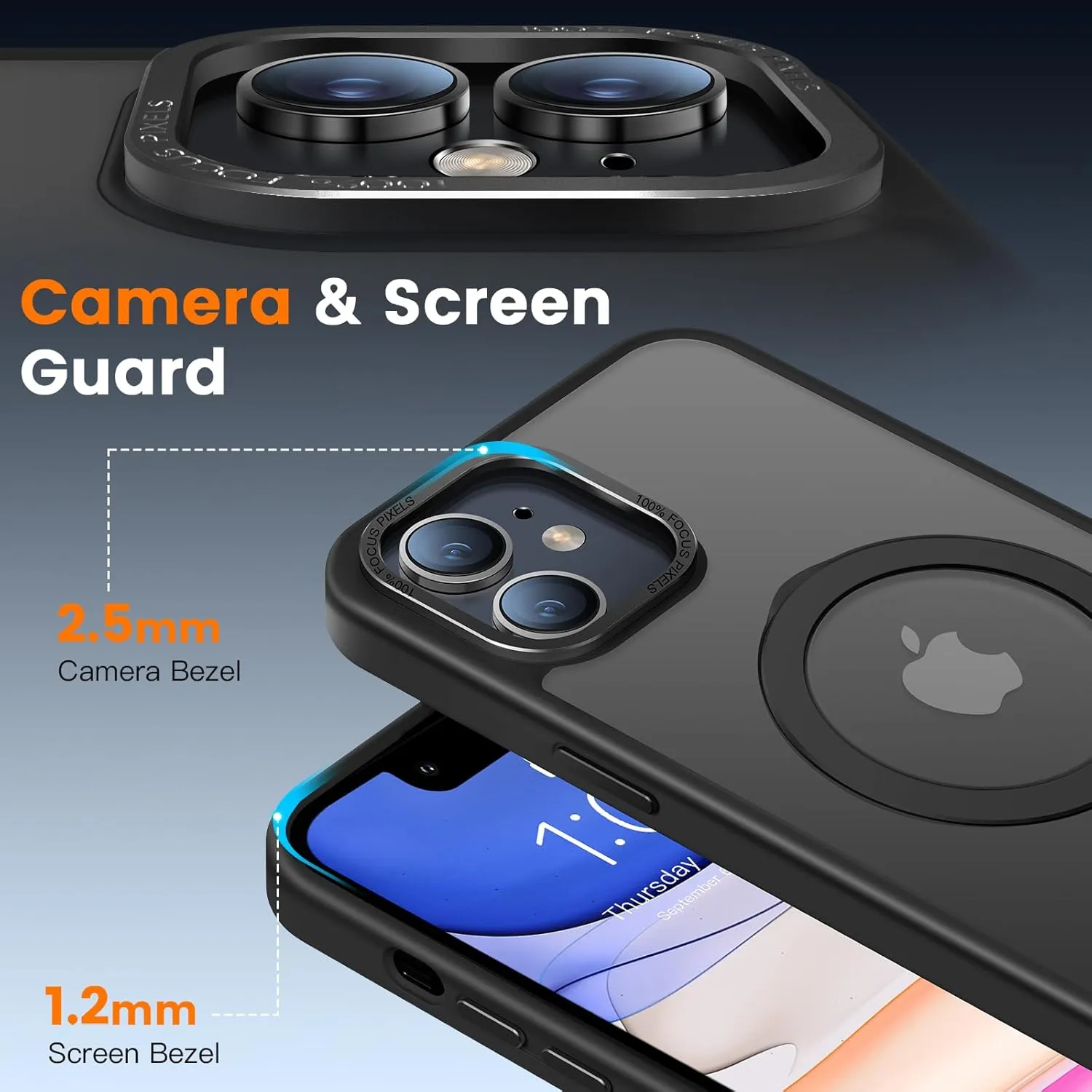Compatible with iPhone 11 Case with Magnetic Ring Stand, Military Drop Protection, Anti-Scratch/Anti-Fingerprint Translucent Matte Phone Case for iPhone 11 (Black)