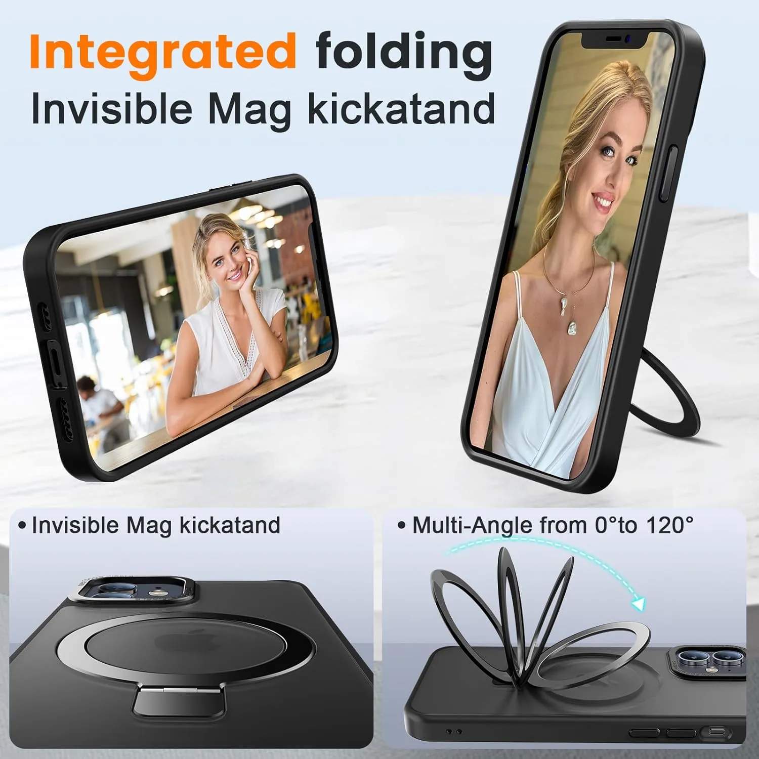 Compatible with iPhone 11 Case with Magnetic Ring Stand, Military Drop Protection, Anti-Scratch/Anti-Fingerprint Translucent Matte Phone Case for iPhone 11 (Black)