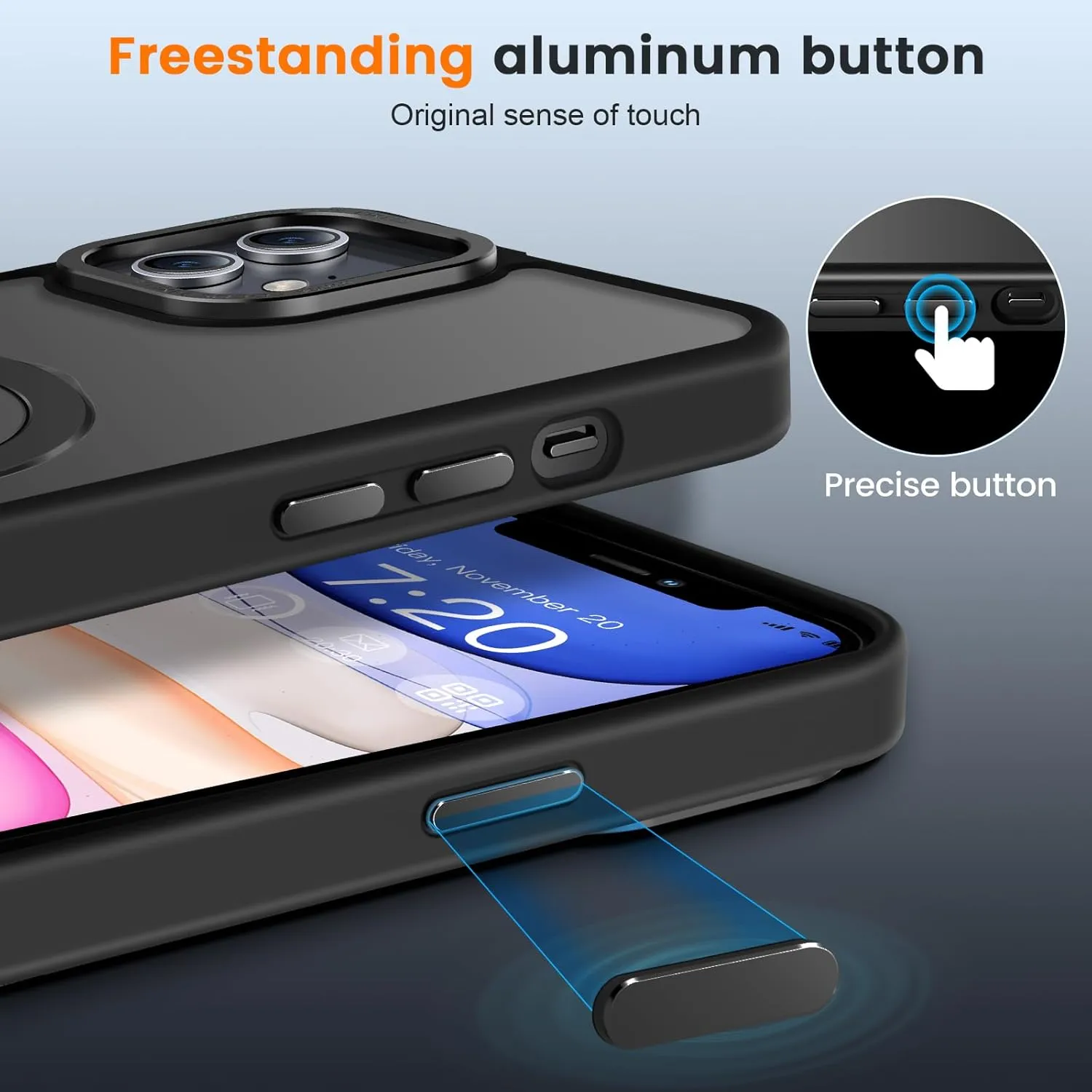 Compatible with iPhone 11 Case with Magnetic Ring Stand, Military Drop Protection, Anti-Scratch/Anti-Fingerprint Translucent Matte Phone Case for iPhone 11 (Black)