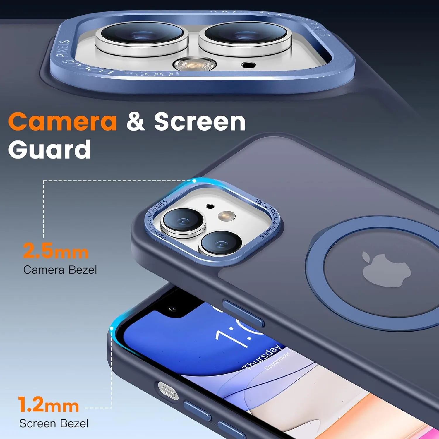 Compatible with iPhone 11 Case with Magnetic Ring Stand, Military Drop Protection, Anti-Scratch/Anti-Fingerprint Translucent Matte Phone Case for iPhone 11 (Dark Blue)