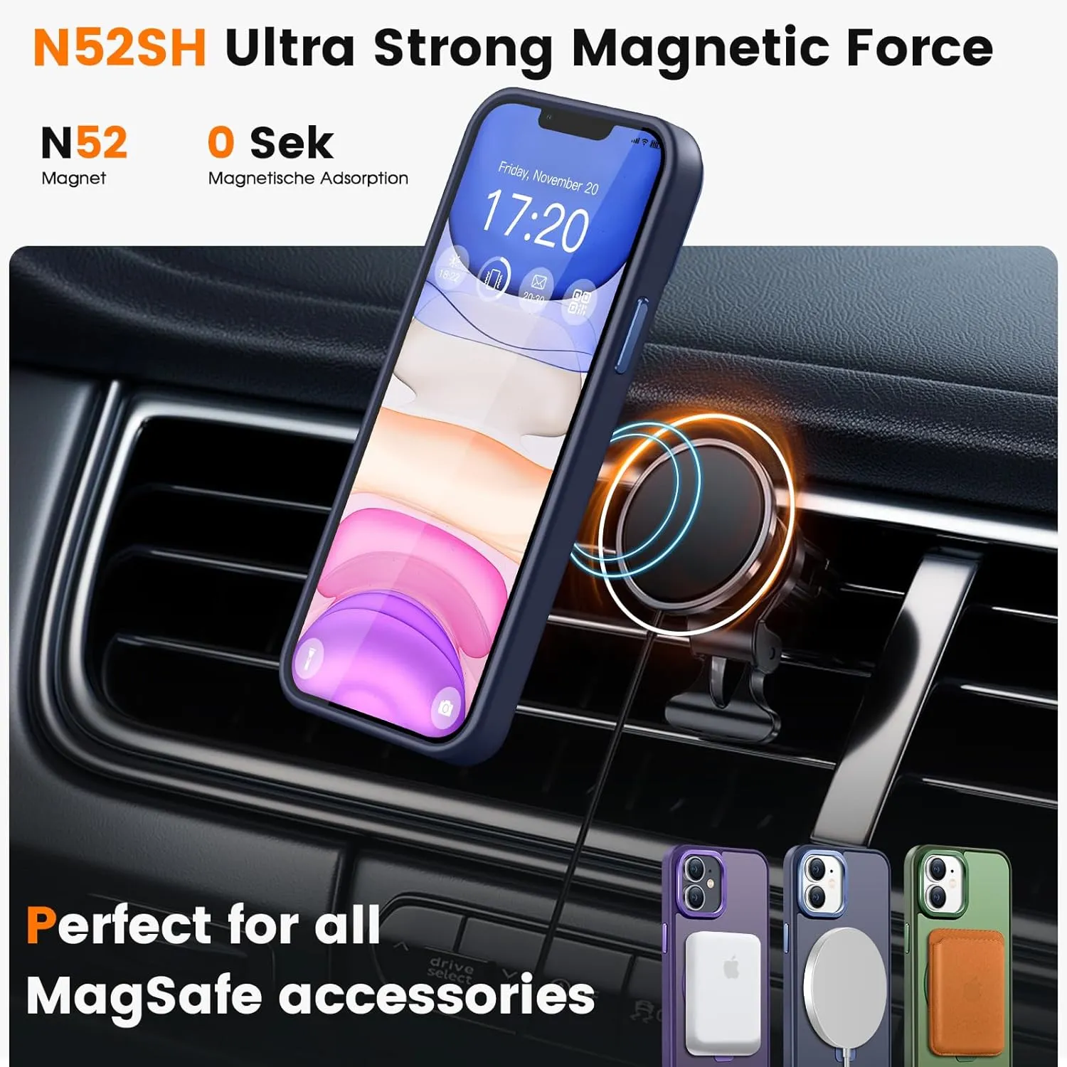Compatible with iPhone 11 Case with Magnetic Ring Stand, Military Drop Protection, Anti-Scratch/Anti-Fingerprint Translucent Matte Phone Case for iPhone 11 (Dark Blue)