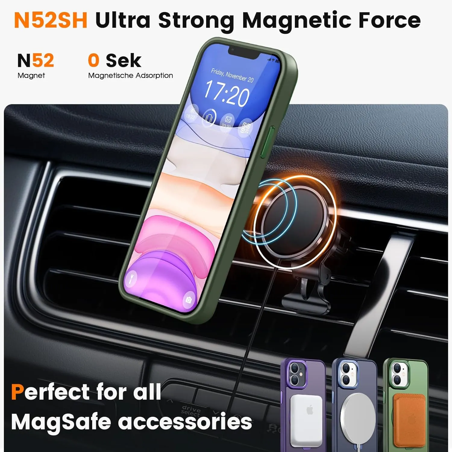 Compatible with iPhone 11 Case with Magnetic Ring Stand, Military Drop Protection, Anti-Scratch/Anti-Fingerprint Translucent Matte Phone Case for iPhone 11 (Green)