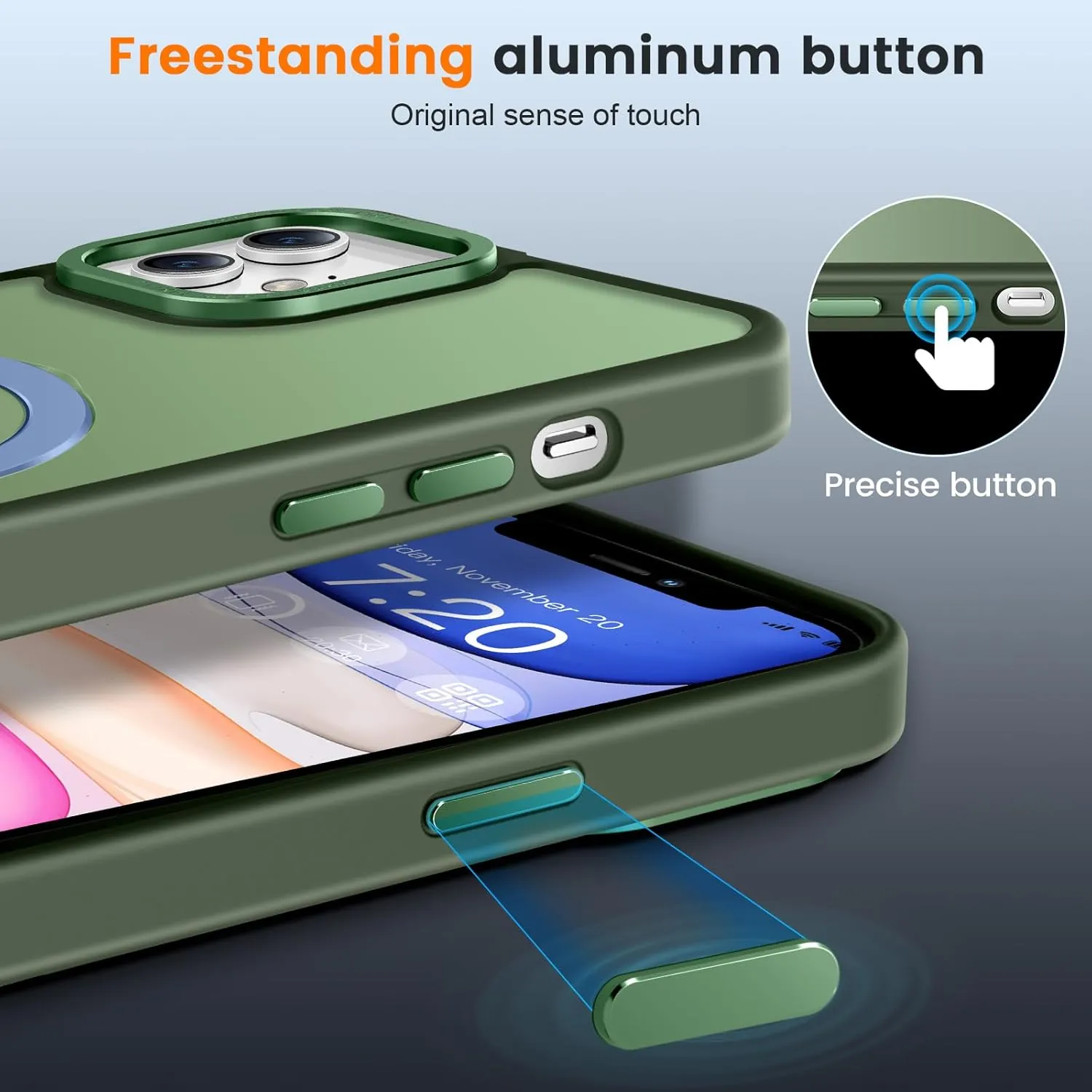 Compatible with iPhone 11 Case with Magnetic Ring Stand, Military Drop Protection, Anti-Scratch/Anti-Fingerprint Translucent Matte Phone Case for iPhone 11 (Green)