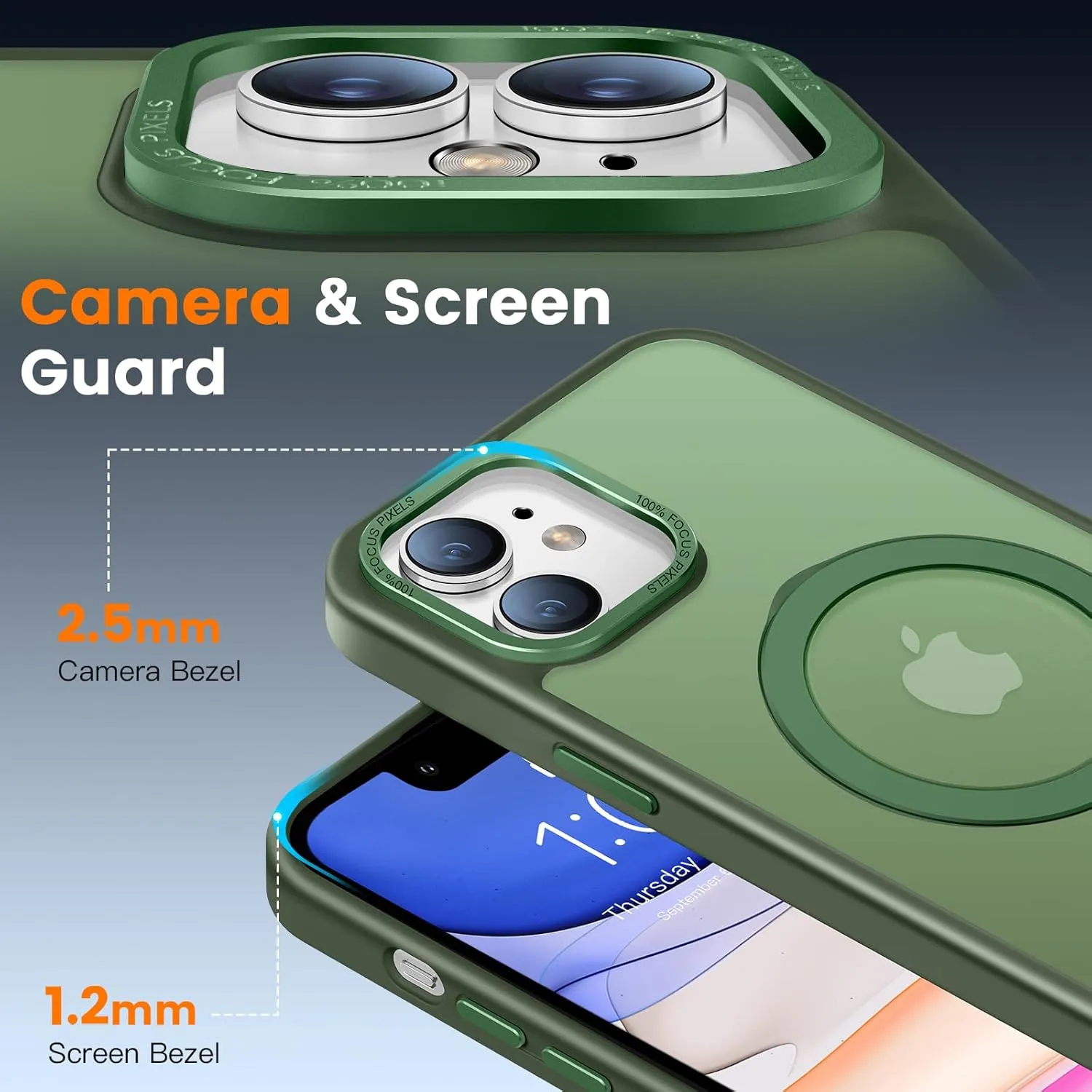 Compatible with iPhone 11 Case with Magnetic Ring Stand, Military Drop Protection, Anti-Scratch/Anti-Fingerprint Translucent Matte Phone Case for iPhone 11 (Green)