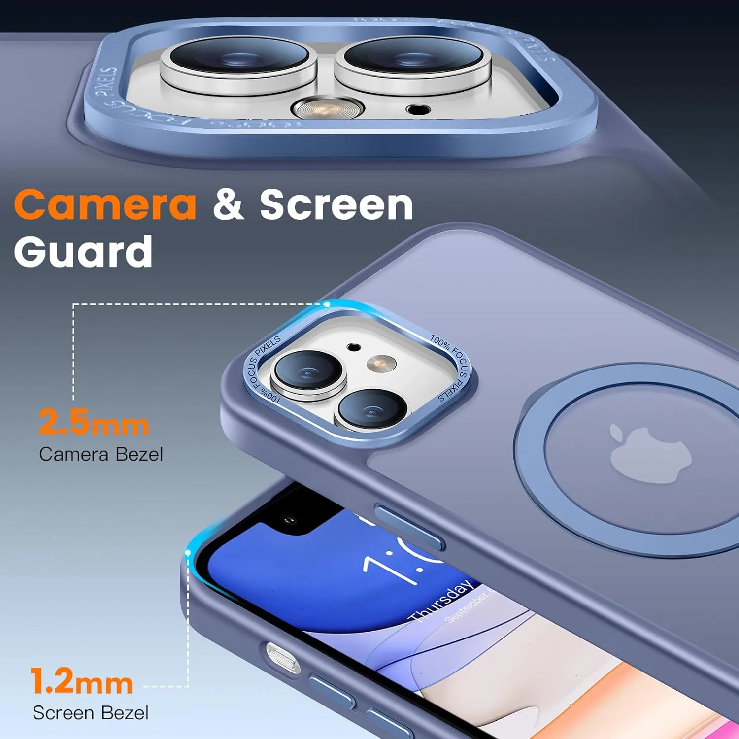 Compatible with iPhone 11 Case with Magnetic Ring Stand, Military Drop Protection, Anti-Scratch/Anti-Fingerprint Translucent Matte Phone Case for iPhone 11 (Light Blue)