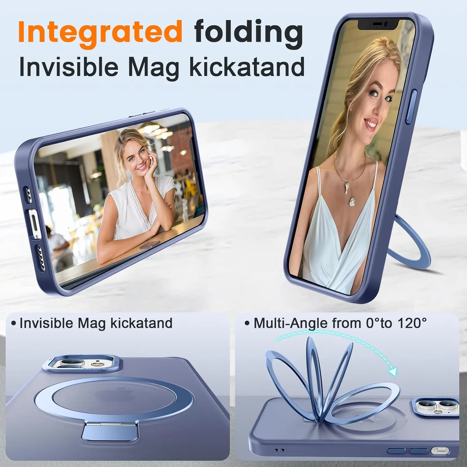Compatible with iPhone 11 Case with Magnetic Ring Stand, Military Drop Protection, Anti-Scratch/Anti-Fingerprint Translucent Matte Phone Case for iPhone 11 (Light Blue)