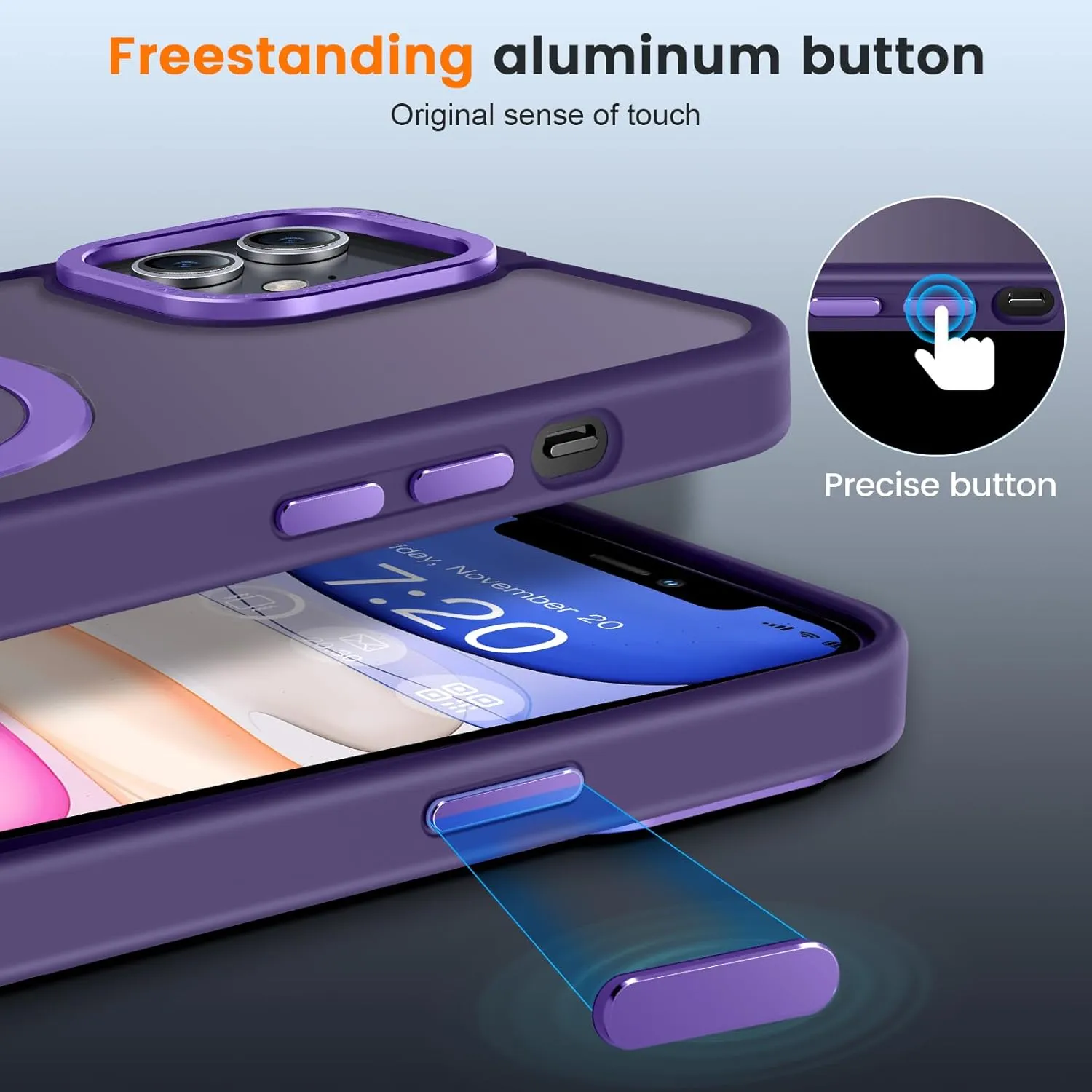 Compatible with iPhone 11 Case with Magnetic Ring Stand, Military Drop Protection, Anti-Scratch/Anti-Fingerprint Translucent Matte Phone Case for iPhone 11 (Purple)
