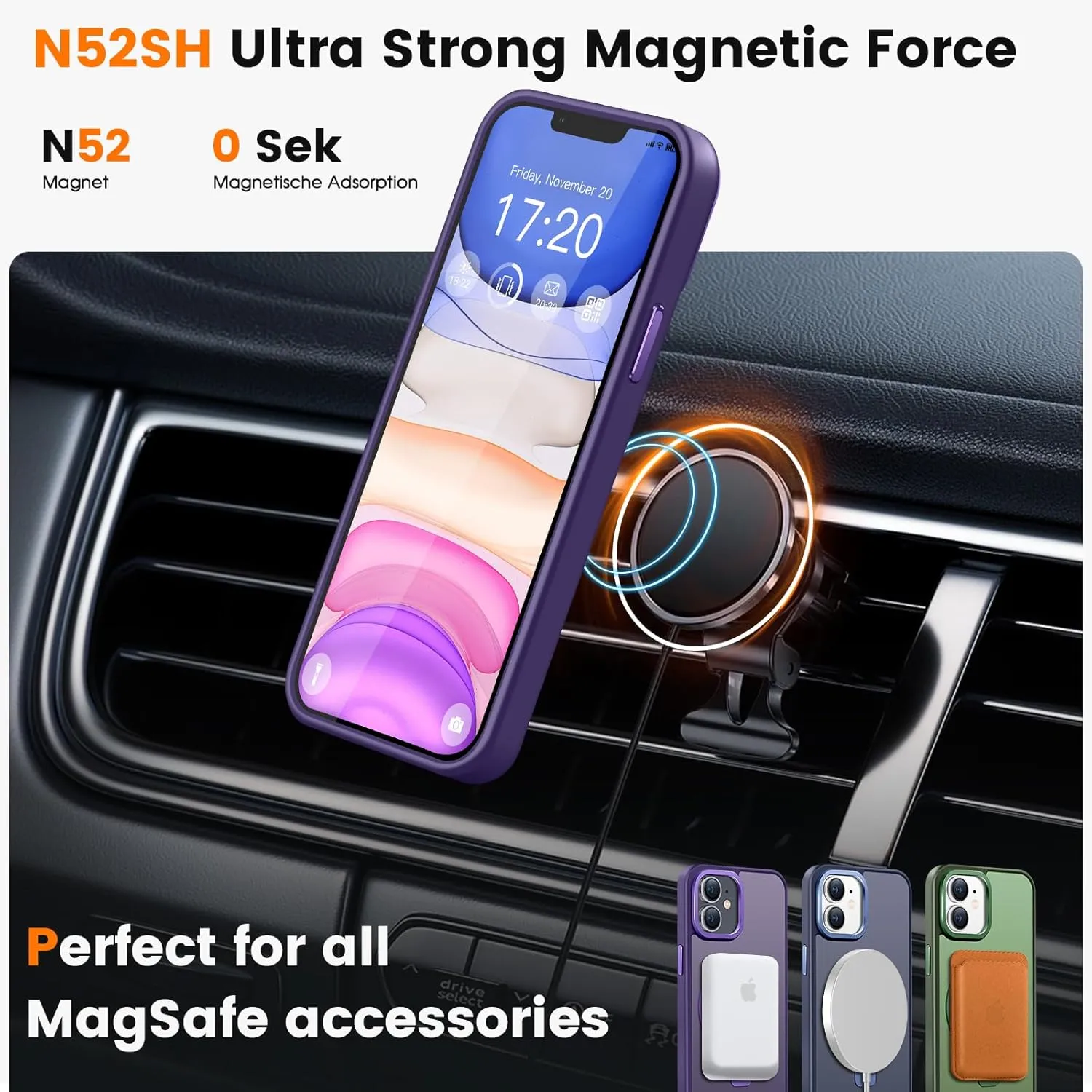 Compatible with iPhone 11 Case with Magnetic Ring Stand, Military Drop Protection, Anti-Scratch/Anti-Fingerprint Translucent Matte Phone Case for iPhone 11 (Purple)