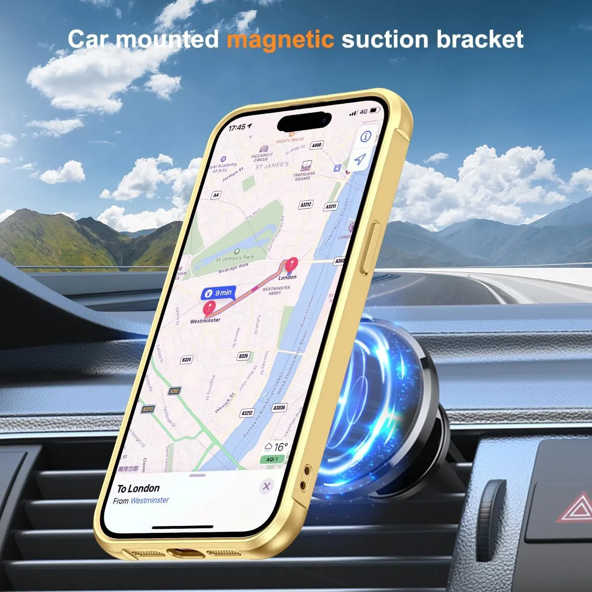 Compatible with iPhone 11 Pro Max Case with Invisible Magnetic O-Ring Stand Military-Grade Case for iPhone 11 ProMax 6.5" [Compatible with Mag-Safe][Great Grip Feeling], Gold