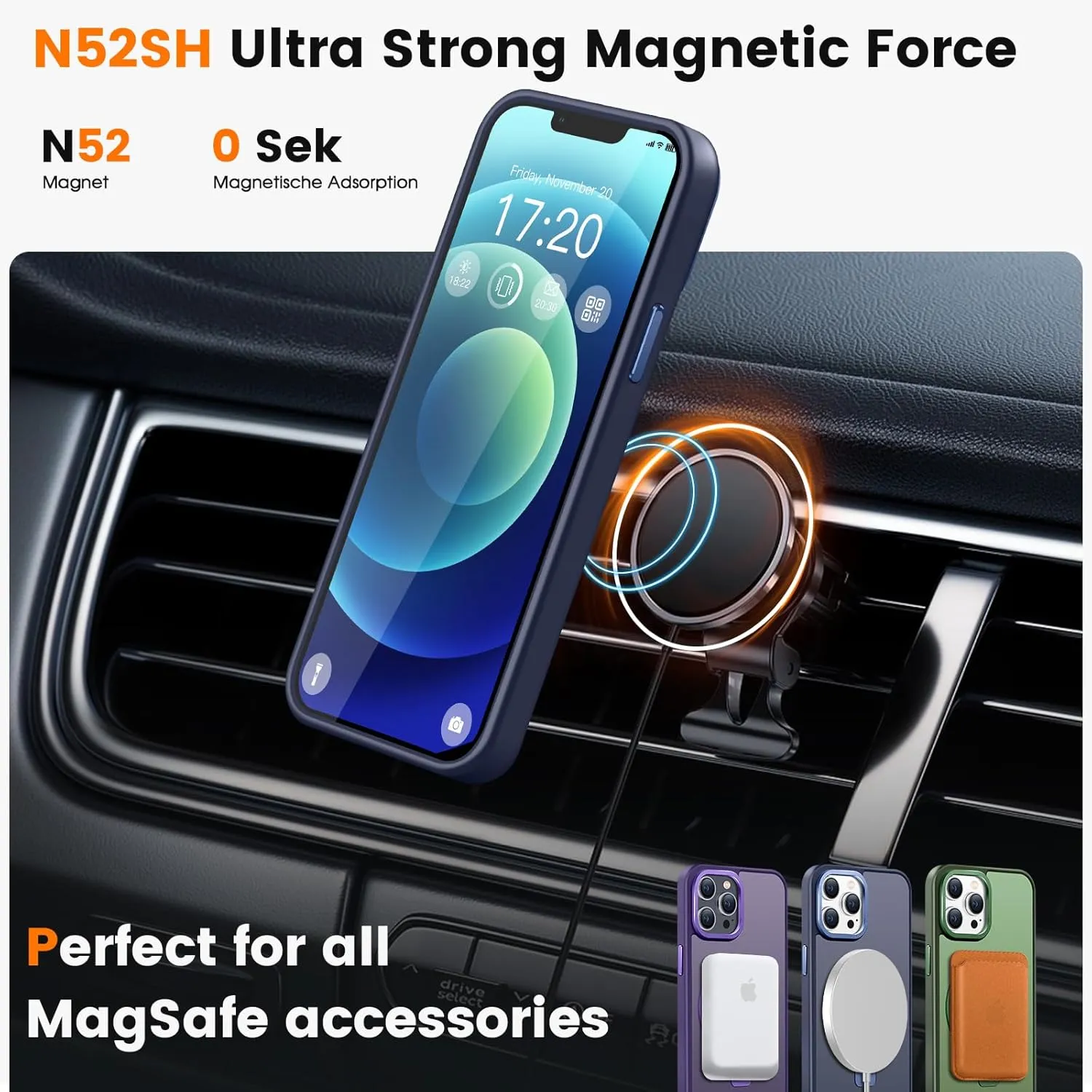 Compatible with iPhone 12/12 pro Case with Magnetic Ring Stand, Military Drop Protection, Anti-Scratch/Anti-Fingerprint Translucent Matte Phone Case for iPhone 12/12 pro (Dark Blue)