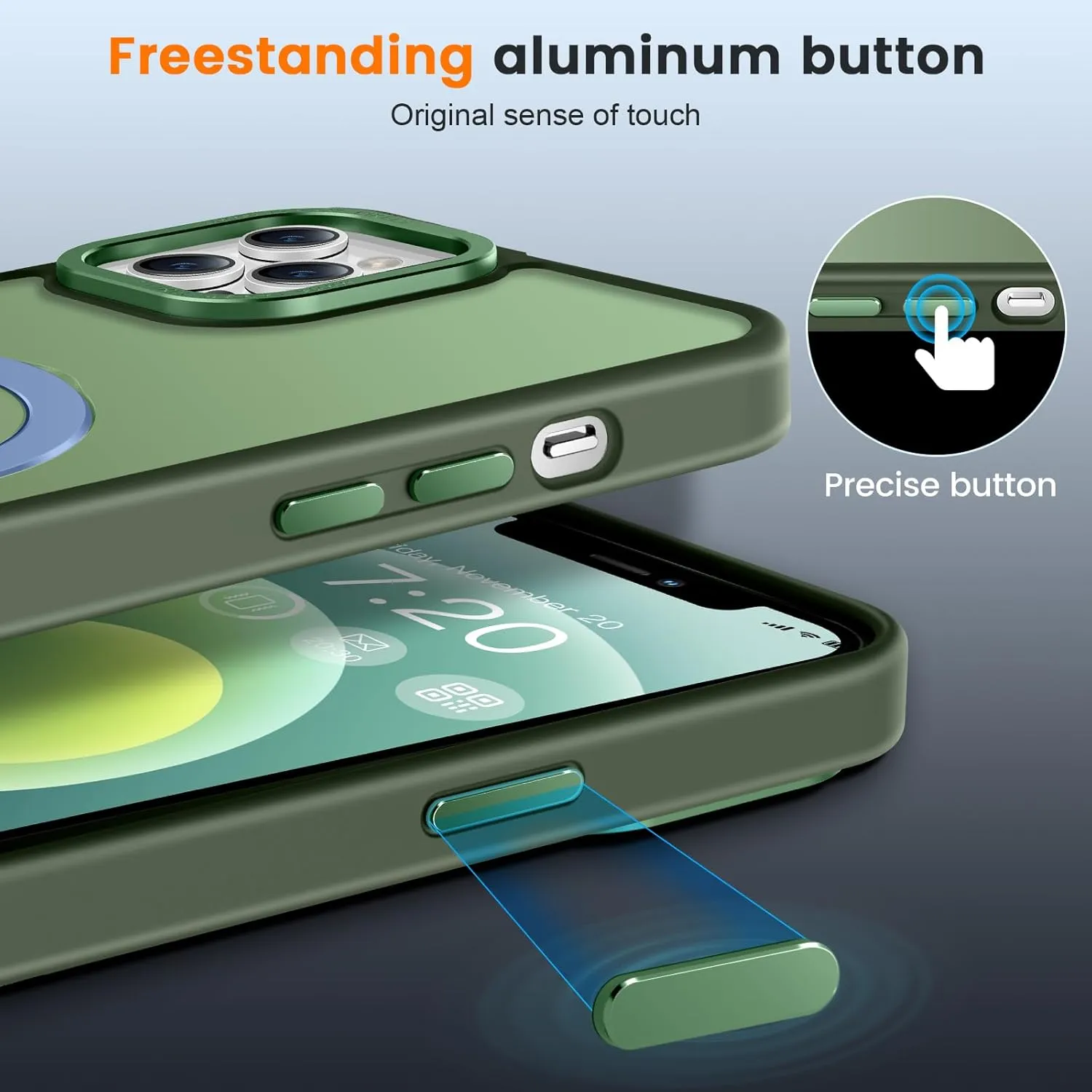 Compatible with iPhone 12/12 pro Case with Magnetic Ring Stand, Military Drop Protection, Anti-Scratch/Anti-Fingerprint Translucent Matte Phone Case for iPhone 12/12 pro (Green)