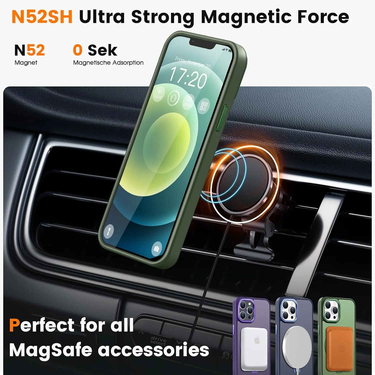 Compatible with iPhone 12/12 pro Case with Magnetic Ring Stand, Military Drop Protection, Anti-Scratch/Anti-Fingerprint Translucent Matte Phone Case for iPhone 12/12 pro (Green)