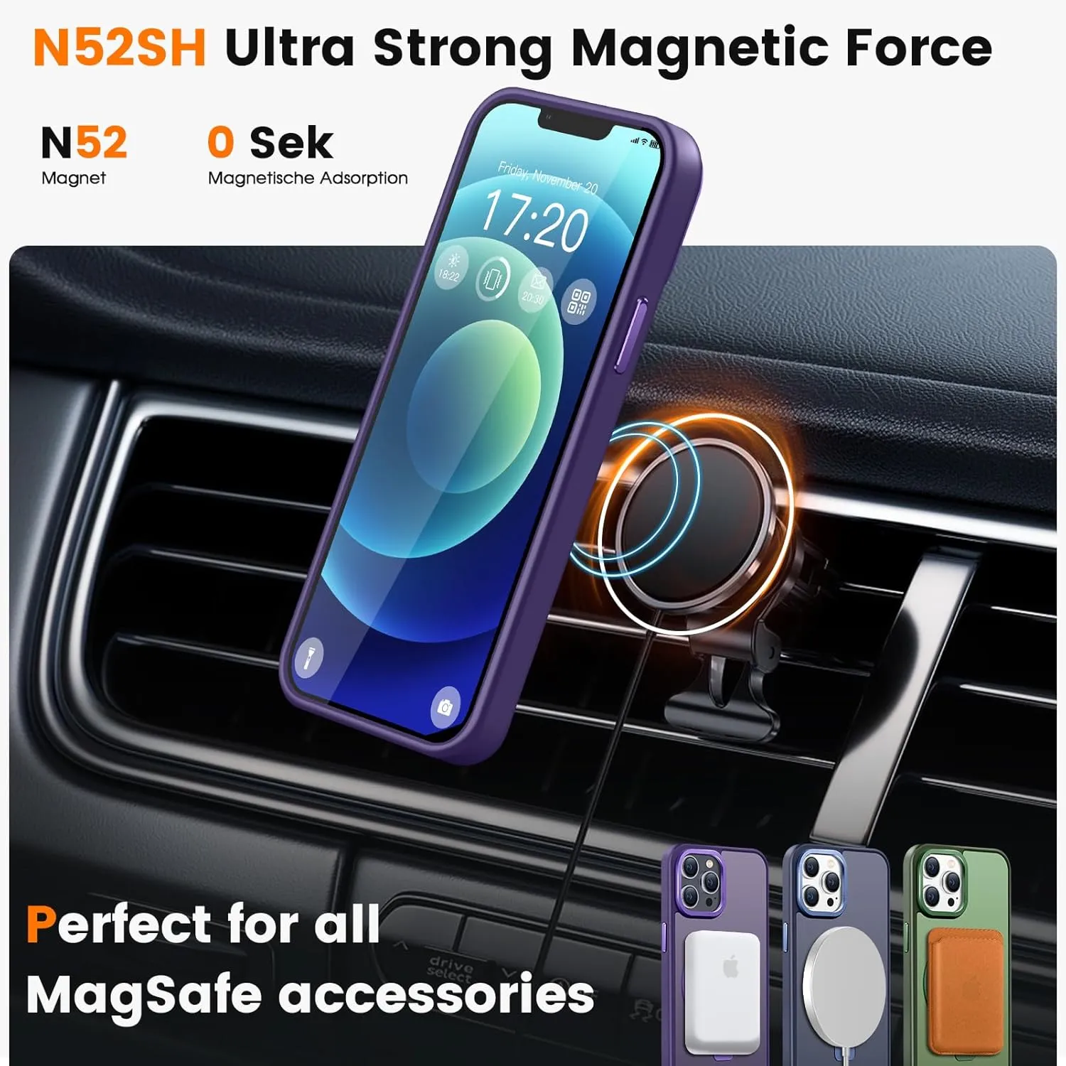 Compatible with iPhone 12/12 pro Case with Magnetic Ring Stand, Military Drop Protection, Anti-Scratch/Anti-Fingerprint Translucent Matte Phone Case for iPhone 12/12 pro (Purple)