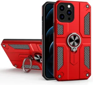 Compatible with iPhone 13 Pro 6.1 inch Case, Military-Grade Drop Protection, Hybrid Shockproof with Ring Kickstand Car Mount Case Cover for Apple iPhone 13 Pro (red)