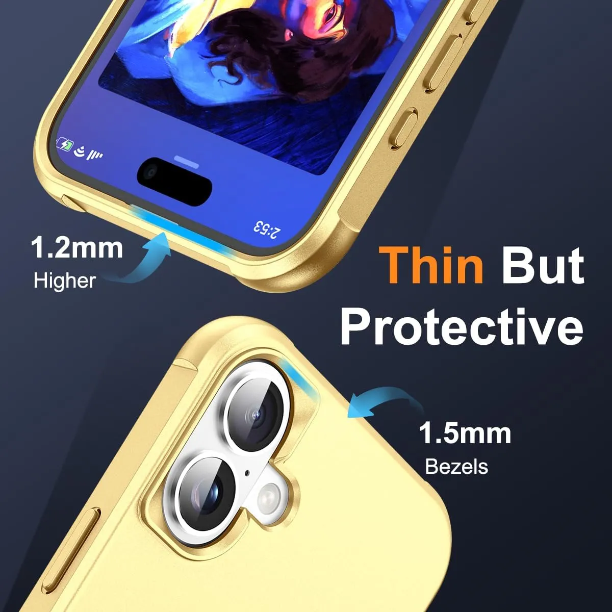 Compatible with iPhone 16 Case with Invisible Magnetic O-Ring Stand Military-Grade Case for iPhone 16 6.1" [Compatible with Mag-Safe][Great Grip Feeling], Gold