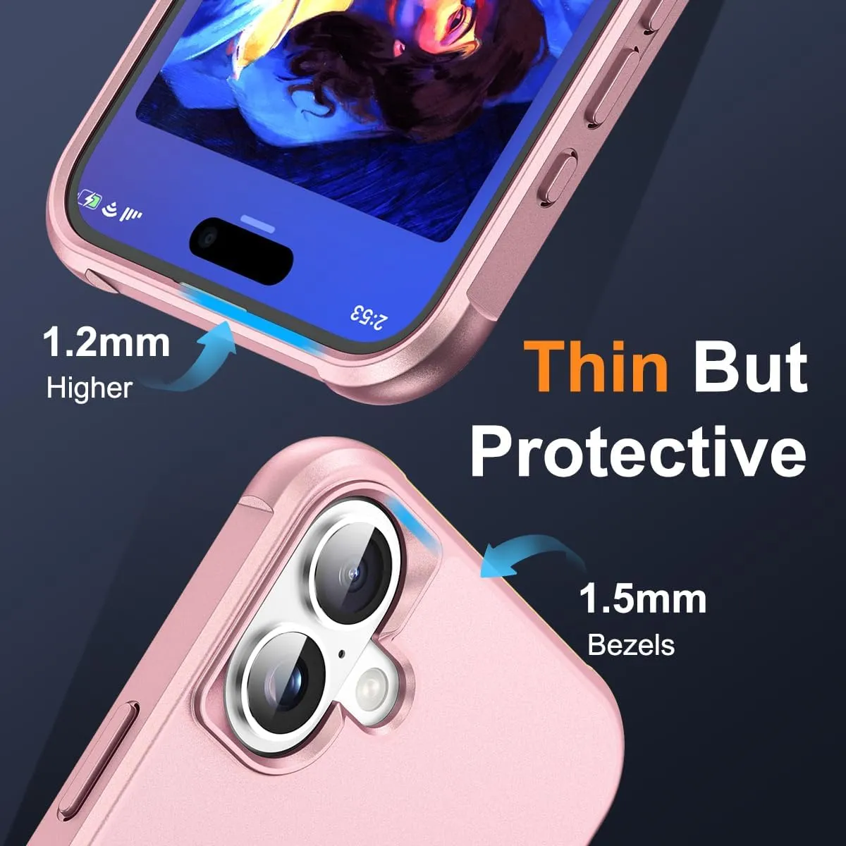 Compatible with iPhone 16 Case with Invisible Magnetic O-Ring Stand Military-Grade Case for iPhone 16 6.1" [Compatible with Mag-Safe][Great Grip Feeling], Rose Gold
