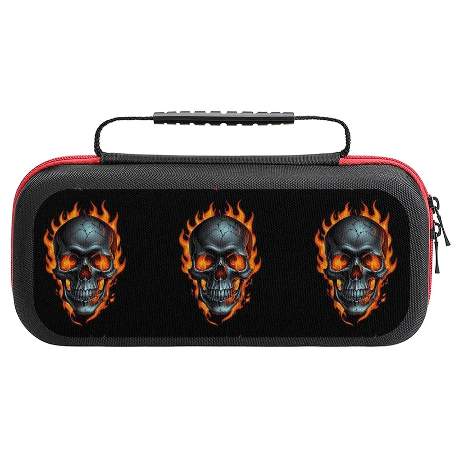 Compatible with Nintendo Switch Case, Flame Metal Skull Protective Travel Carry Case Compatible with Switch Lite/Oled Console Case with Pockets for Accessories And Games