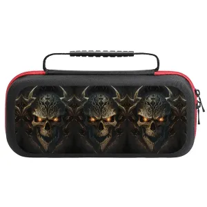 Compatible with Nintendo Switch Case, Metal Evil Skull Protective Travel Carry Case Compatible with Switch Lite/Oled Console Case with Pockets for Accessories And Games