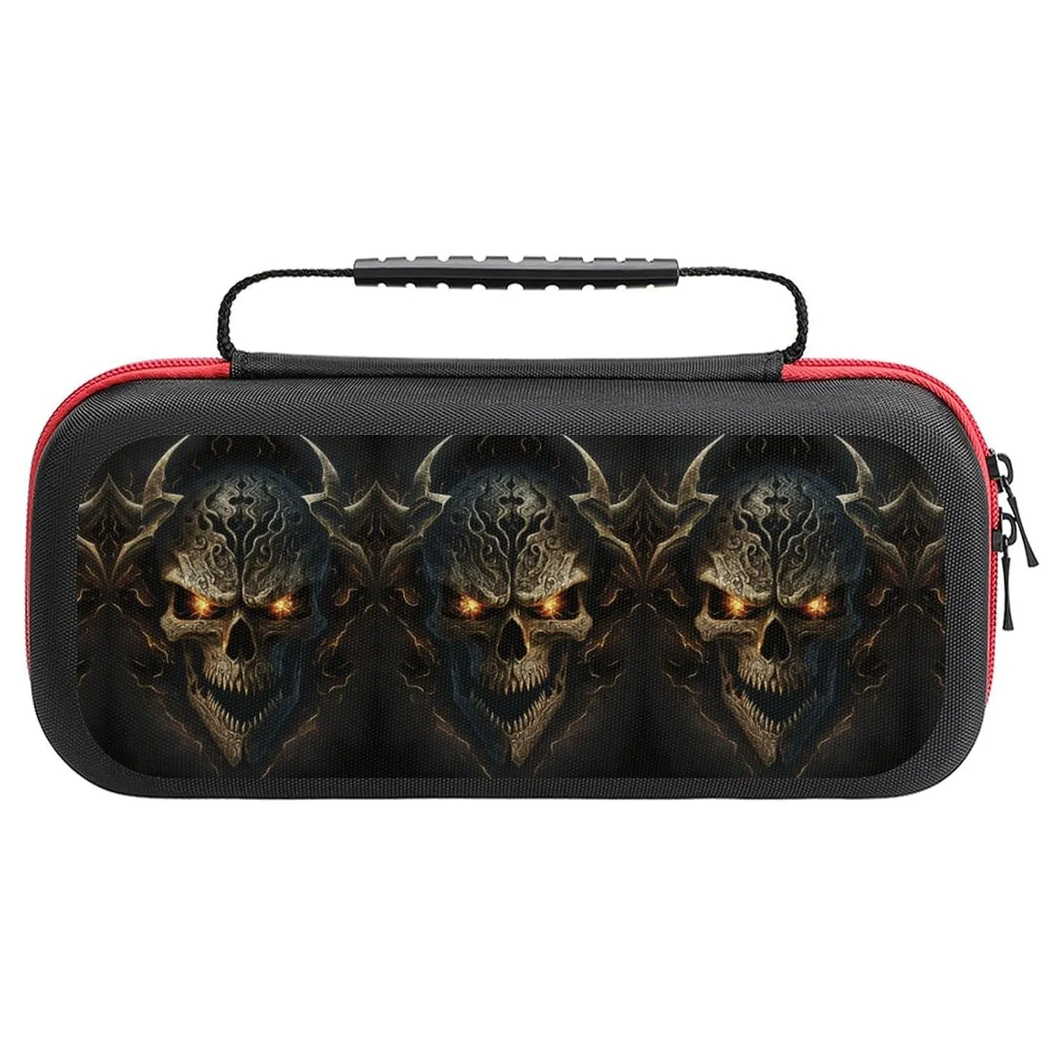 Compatible with Nintendo Switch Case, Metal Evil Skull Protective Travel Carry Case Compatible with Switch Lite/Oled Console Case with Pockets for Accessories And Games