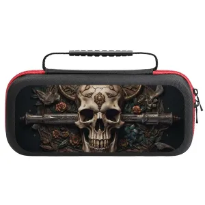 Compatible with Nintendo Switch Case, Metal Style Horned Skull Protective Travel Carry Case Compatible with Switch Lite/Oled Console Case with Pockets for Accessories And Games