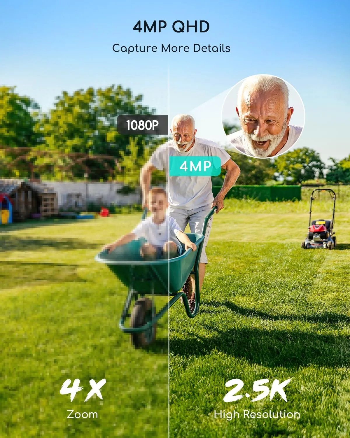 COOAU Cameras for Home Security Outdoor,4MP Solar Security Camera Wireless System,4 Cam-Kit,360 Pan & Tilt,Color Night Vision,Motion Detection,No Monthly Fee,Siren Alarm,IP66,64GB Memory Card