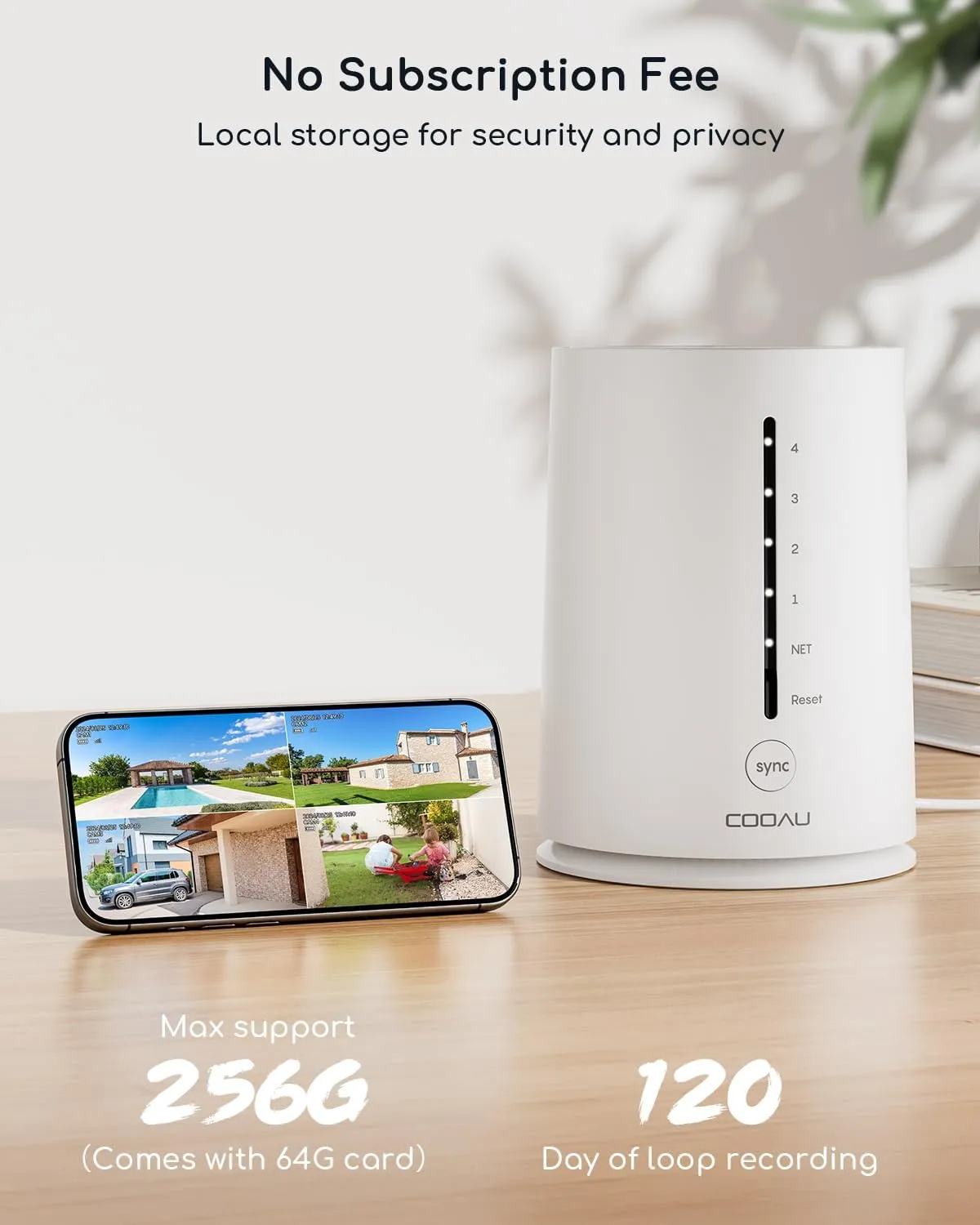 COOAU Cameras for Home Security Outdoor,4MP Solar Security Camera Wireless System,4 Cam-Kit,360 Pan & Tilt,Color Night Vision,Motion Detection,No Monthly Fee,Siren Alarm,IP66,64GB Memory Card