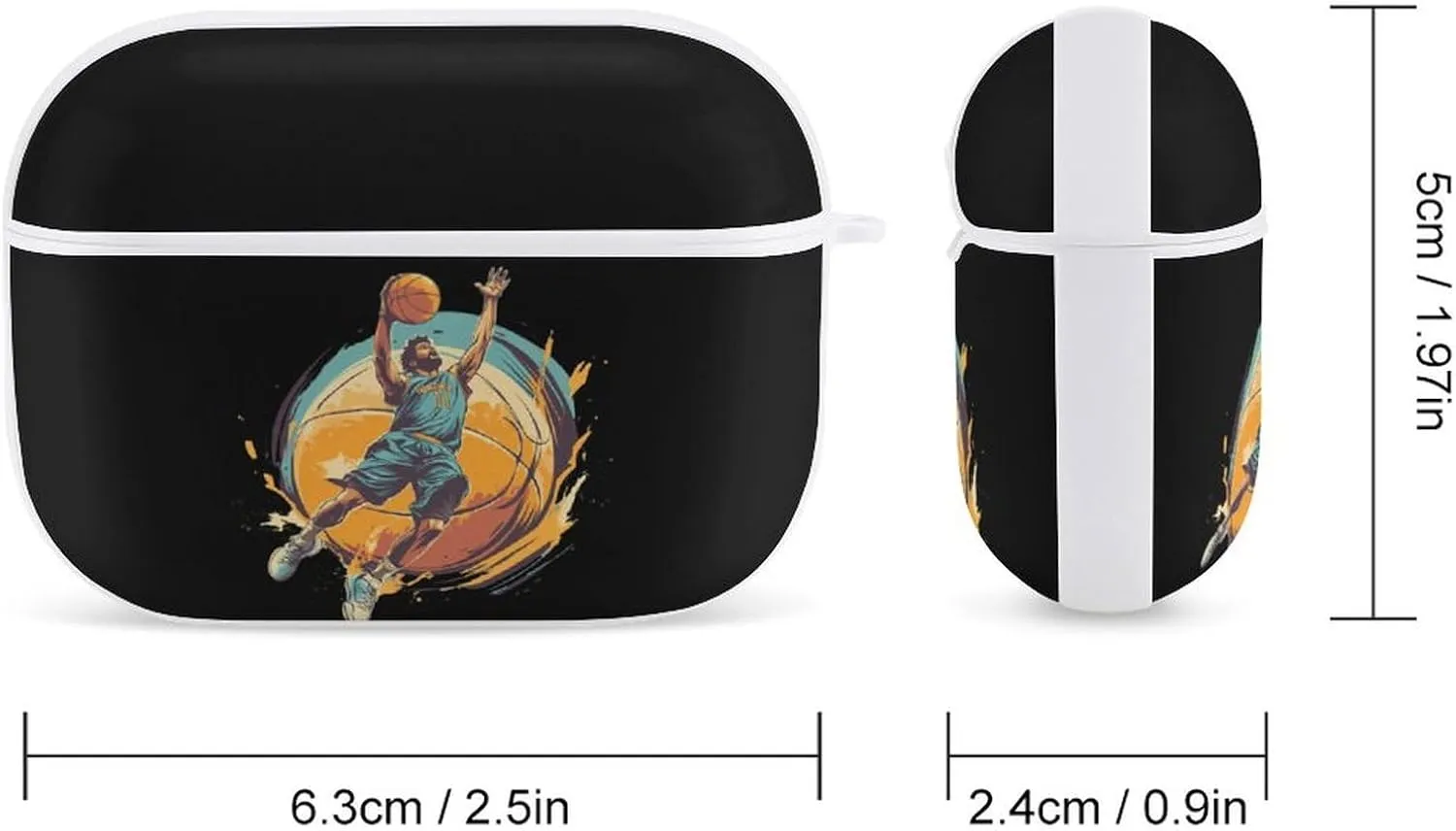 Cool Basketball Player Earbud Case Bluetooth Headphone Case Full Protective Case with Keychain Compatible with Airpods Pro White-Style