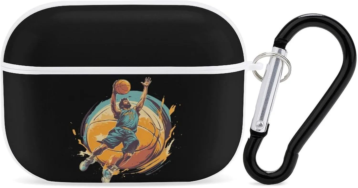 Cool Basketball Player Earbud Case Bluetooth Headphone Case Full Protective Case with Keychain Compatible with Airpods Pro White-Style