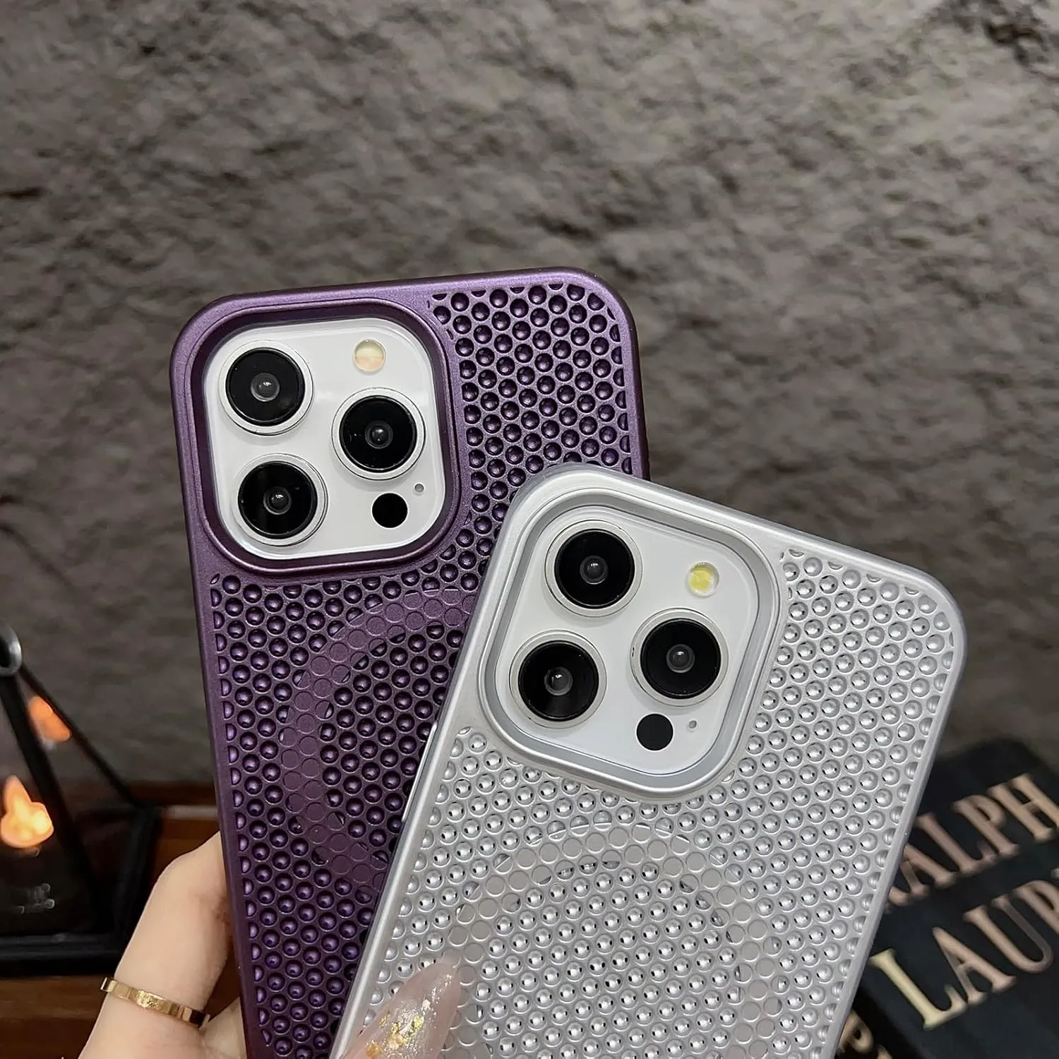 COOWEEK Magnetic for iPhone 13 Pro Case [Compatible with MagSafe][Built-in Metal Stand][Artistic Heat Dissipation] - Phone Case (6.1 inches), Purple