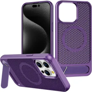COOWEEK Magnetic for iPhone 13 Pro Case [Compatible with MagSafe][Built-in Metal Stand][Artistic Heat Dissipation] - Phone Case (6.1 inches), Purple