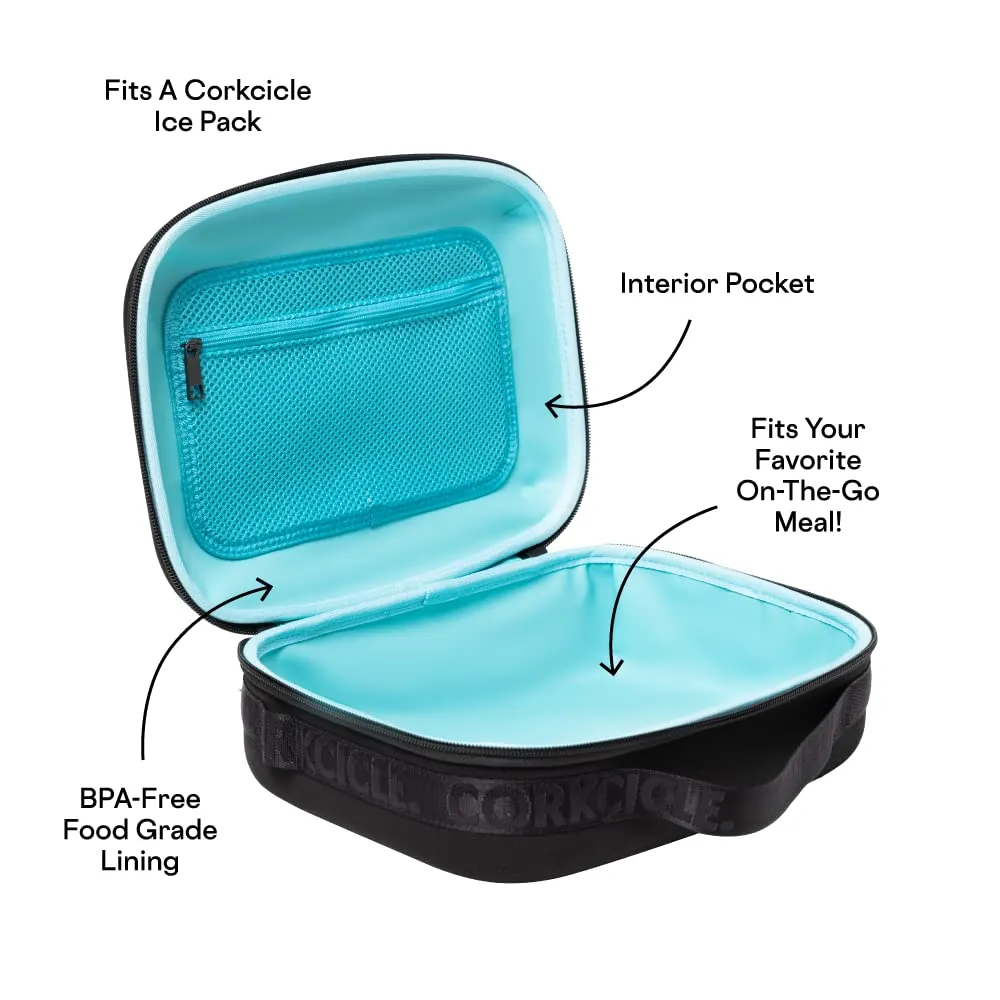 Corkcicle Lunchpod Insulated Lunch Bag, Black Neoprene, 11 x 8.75 x 4  Crush-Proof Lunch Box Holds 16 oz Food Container  Cooler Bag Has Handle for Easy Carrying, Exterior & Interior Pocket