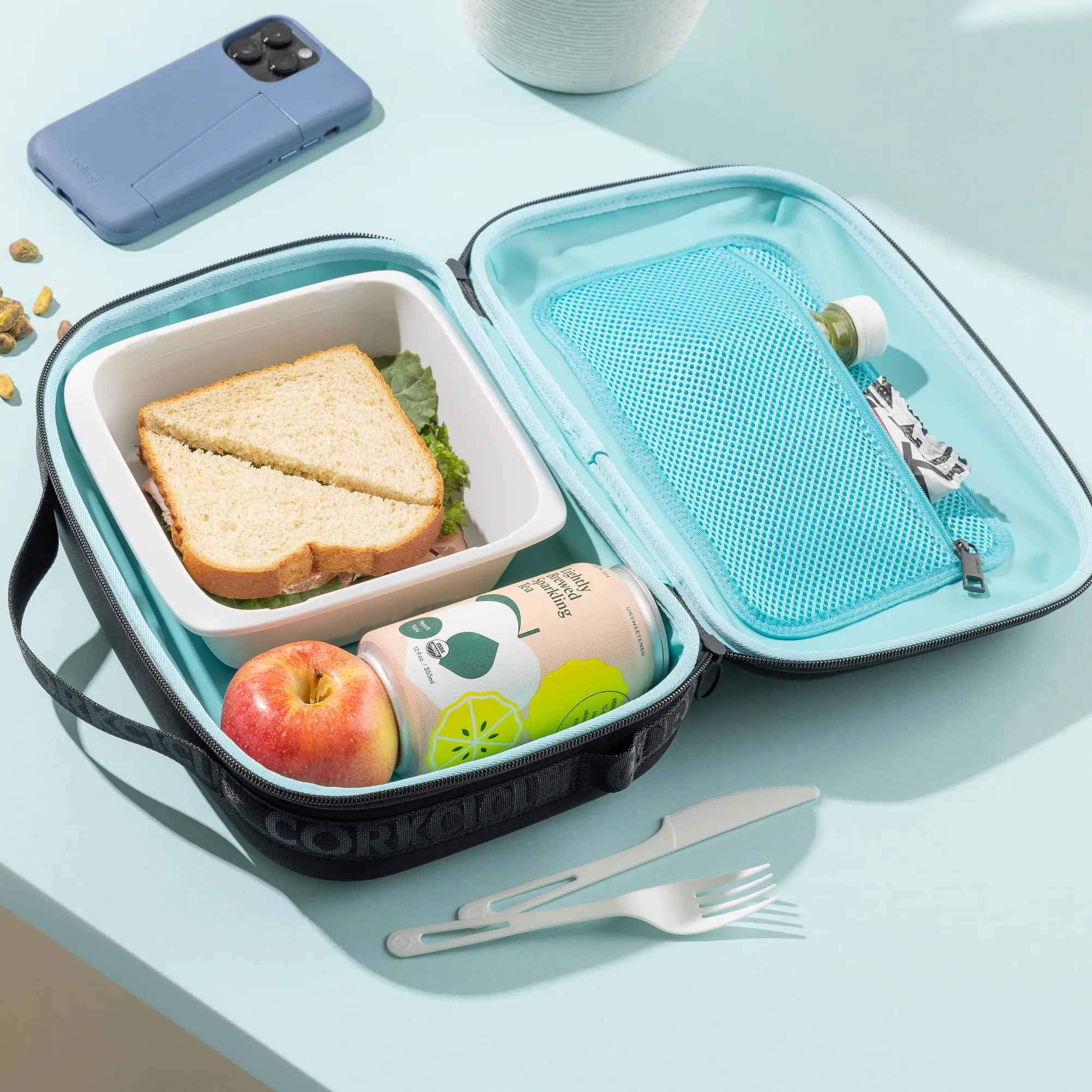 Corkcicle Lunchpod Insulated Lunch Bag, Black Neoprene, 11 x 8.75 x 4  Crush-Proof Lunch Box Holds 16 oz Food Container  Cooler Bag Has Handle for Easy Carrying, Exterior & Interior Pocket
