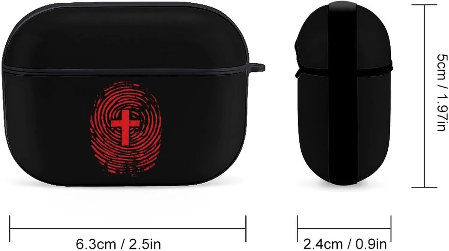 Cross Fingerprint Earbud Case Bluetooth Headphone Case Full Protective Case with Keychain Compatible with Airpods Pro Black-Style