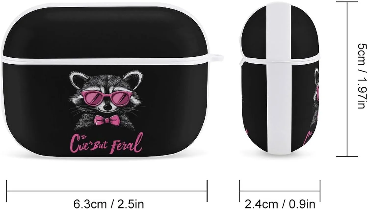 Cute But Feral Racoon with Eyeglasses Earbud Case Bluetooth Headphone Case Full Protective Case with Keychain Compatible with Airpods Pro White-Style