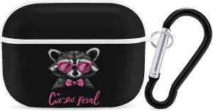 Cute But Feral Racoon with Eyeglasses Earbud Case Bluetooth Headphone Case Full Protective Case with Keychain Compatible with Airpods Pro White-Style
