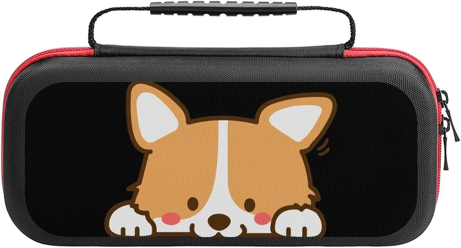 Cute Dog Corgi Carrying Case for Switch Lite Portable Travel Storage Bag for Accessories Games
