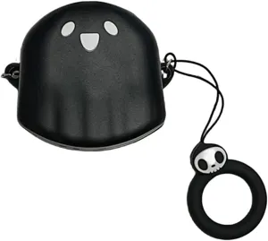 Cute Ghost Shaped Headphone Case,Available in Transparent/White/Black Colors,with Hooks for Easy Carrying,Cover for Samsung Galaxy Buds 2/Buds pro/Buds FE/Buds Live/Buds 2 pro (Black)