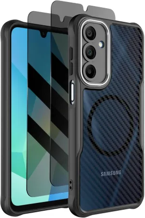 Dahkoiz for Samsung Galaxy A16 5G Phone Case with Privacy Screen Protector, Compatible with MagSafe, Camera Protection, 15ft Drop Protection Slim & Light Magnetic Case, Black