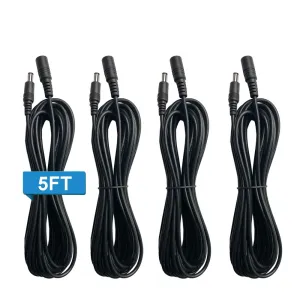 DC 12V Power Adapter Extension Cord Cable 5ft (1.5m) 18AWG 2.1mm x 5.5mm Male to Female Plug for CCTV Security Surveillance IP Cameras, DVR, LED Light Strip, Max Load 10A (4 Pack)