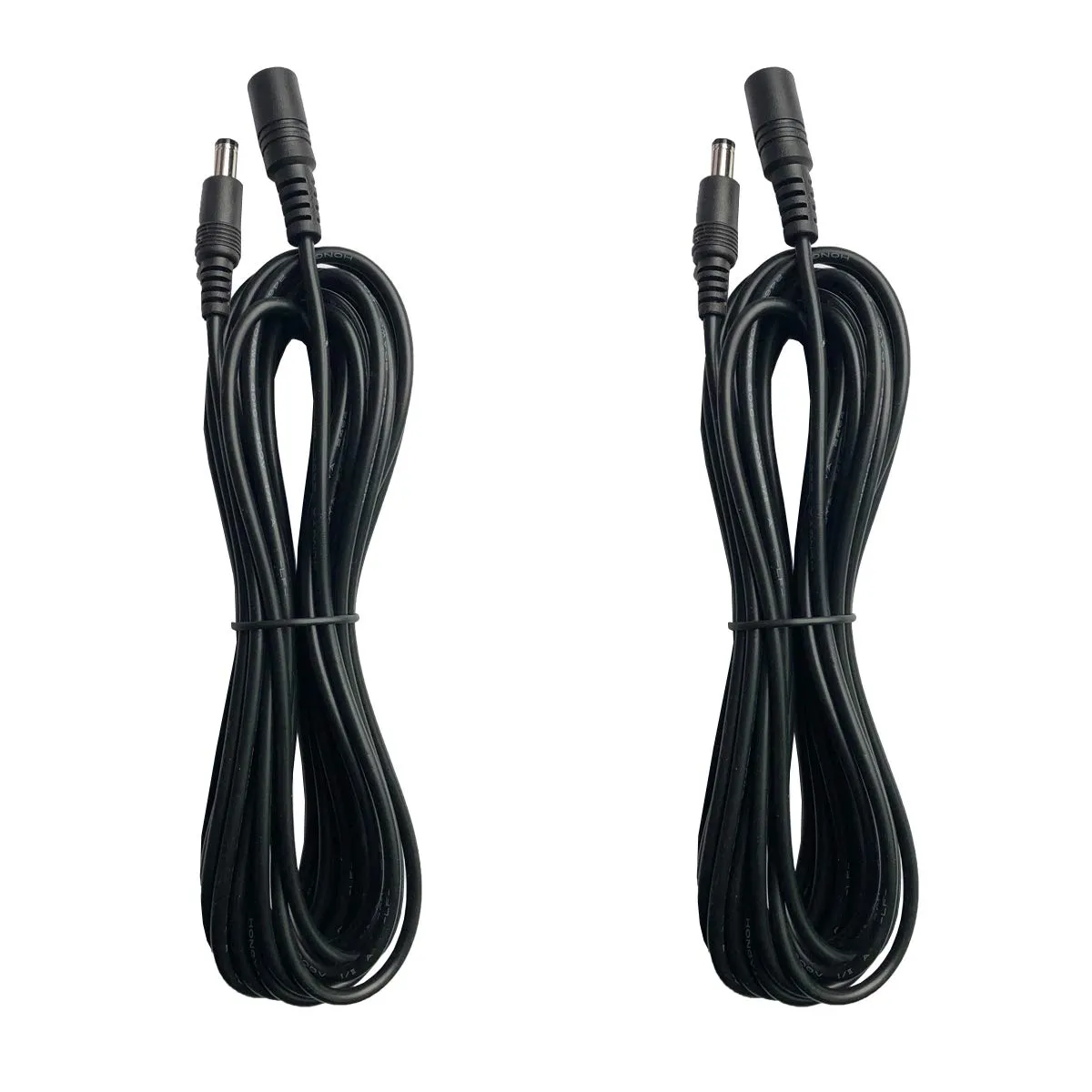 DC 12V Power Extension Cord Cable 15ft (5m) 2.1mm x 5.5mm Power Adapter Supply Extension Cable for CCTV Security Cameras IP Camera DVR Standalone, LED Light Strip, Baby Monitor, Router (2 Pack)