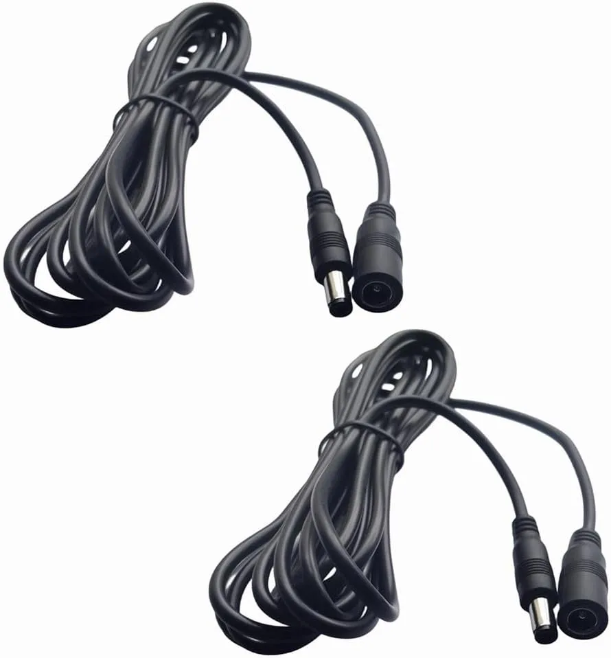 DC Power Extension Cable 10FT,5.5mm x 2.1mm Extension Cord,12v Extension Cord for Security Camera CCTV IP,Router,LED Strip,5V 9V 24V 12 Volt Male to Female Plug Supply Adapter Power Cord 2 Pack