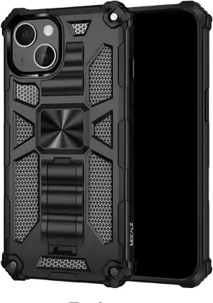 Defender Series I Dual Layer Protective Case with Metal Kickstand Compatible with iPhone 13 | Rugged, Drop-Tested, Shockproof Mobile Cover for iPhone 13 Midnight Black