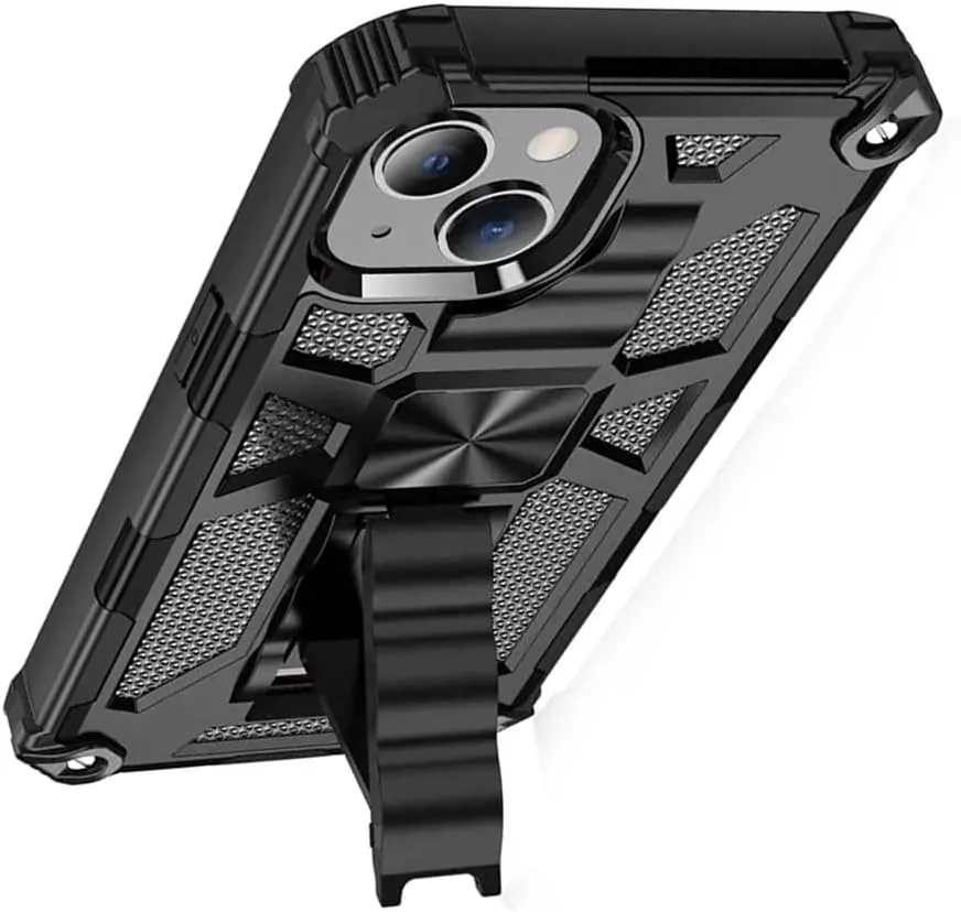 Defender Series I Dual Layer Protective Case with Metal Kickstand Compatible with iPhone 13 | Rugged, Drop-Tested, Shockproof Mobile Cover for iPhone 13 Midnight Black