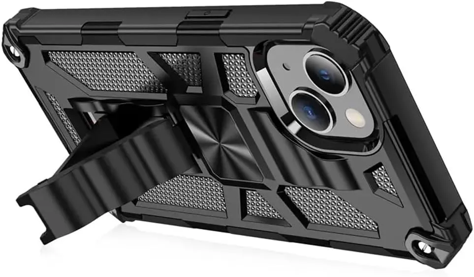 Defender Series I Dual Layer Protective Case with Metal Kickstand Compatible with iPhone 13 | Rugged, Drop-Tested, Shockproof Mobile Cover for iPhone 13 Midnight Black