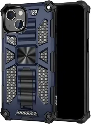Defender Series I Dual Layer Protective Case with Metal Kickstand Compatible with iPhone 13 | Rugged, Drop-Tested, Shockproof Mobile Cover for iPhone 13 Navy Blue